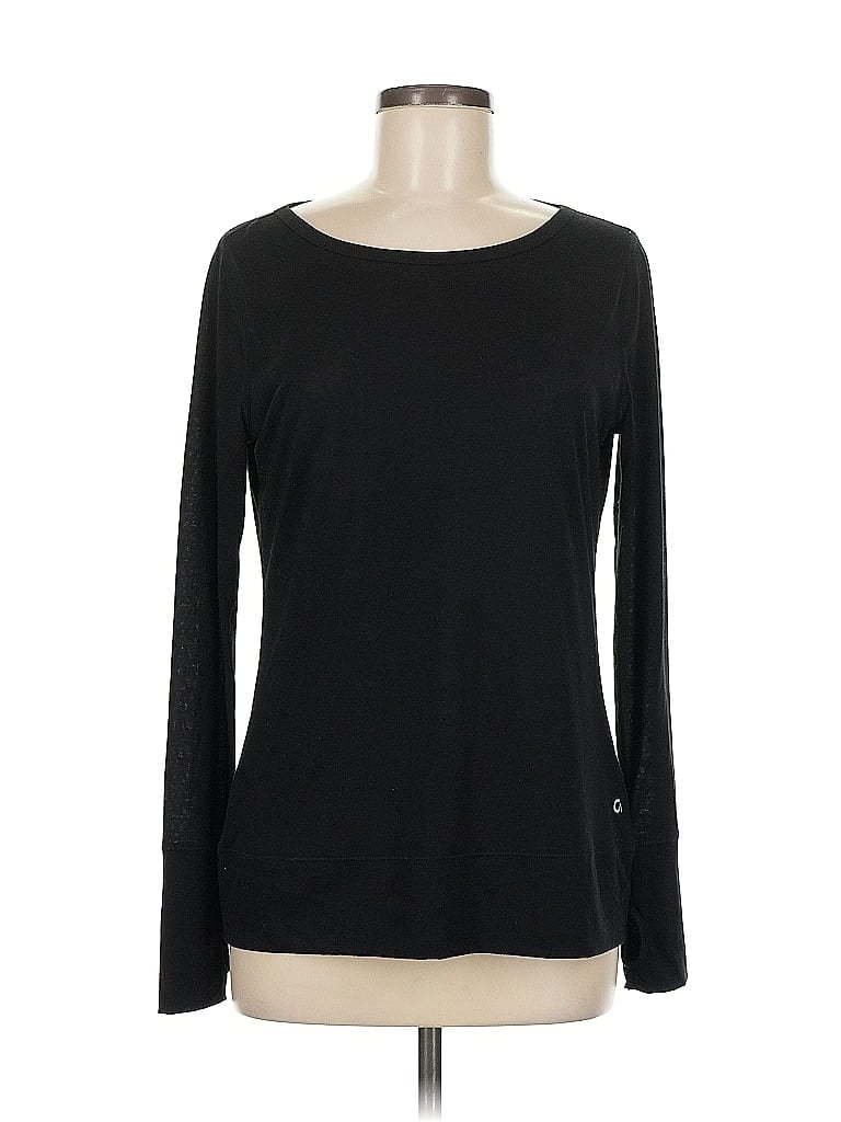 Pre-owned Gap Fit Long Sleeve Top Black Boatneck Tops