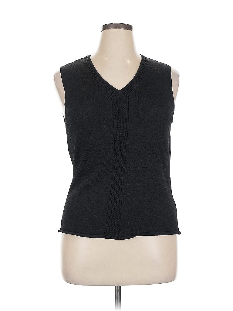 Pre-owned Jones New York Collection Sleeveless Top Black V Neck Tops