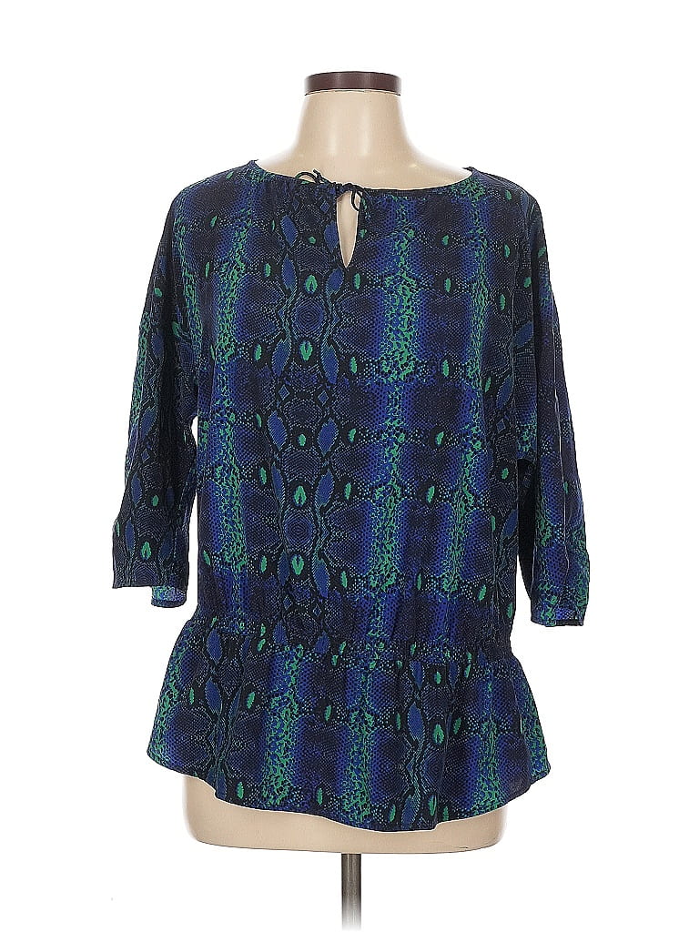 Pre-owned Liz Claiborne 3/4 Sleeve Blouse In Blue