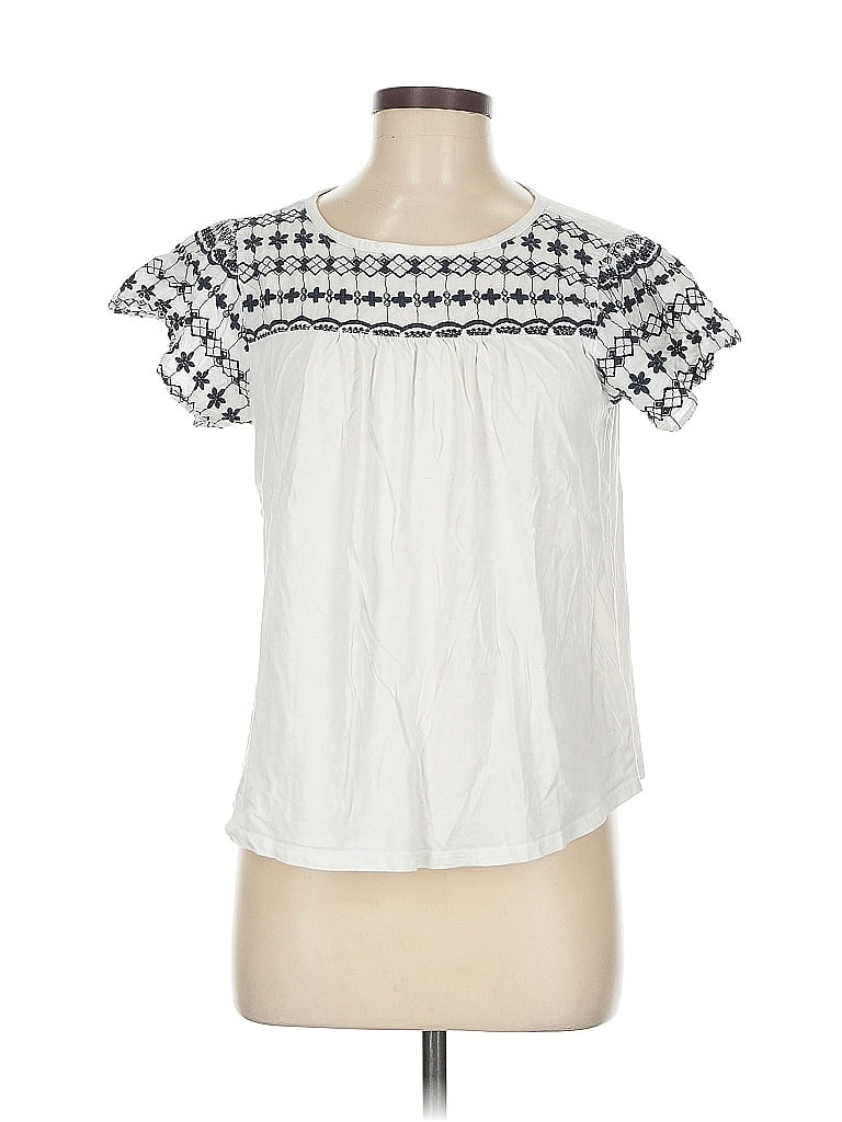 Pre-owned Ann Taylor Loft Outlet Short Sleeve Blouse In White