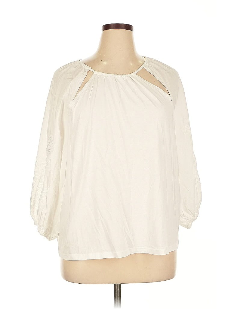 Pre-owned Banana Republic Factory Store 3/4 Sleeve Blouse In White
