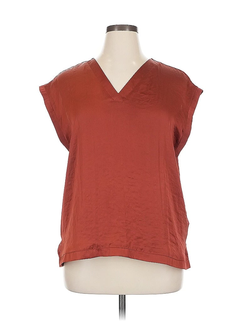 Click to view more detailed imagery on our partner's website Pre-owned Dkny Short Sleeve Top Orange V Neck Tops