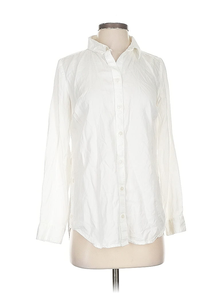 Pre-owned Crown & Ivy Long Sleeve Button Down Shirt In White