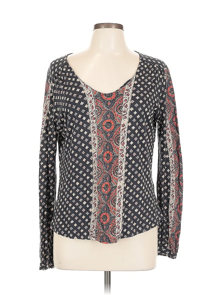 Pre-owned Lucky Brand Long Sleeve Blouse In Black