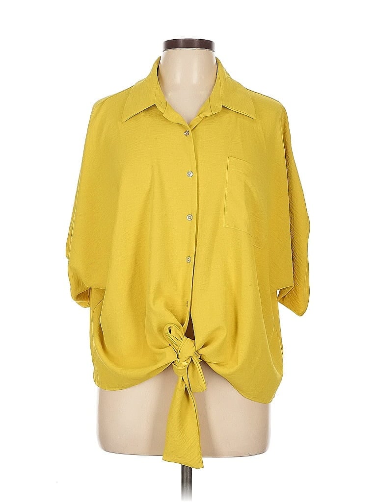 Pre-owned Geegee 3/4 Sleeve Blouse In Yellow