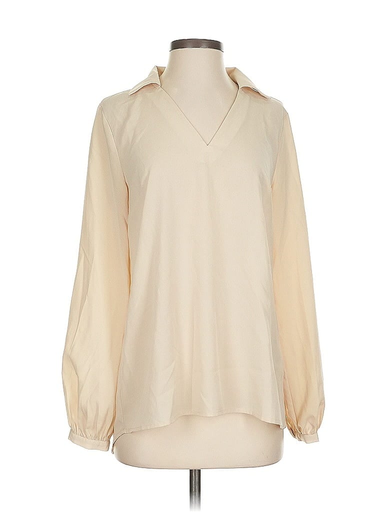 Pre-owned Banana Republic Factory Store Long Sleeve Blouse In White