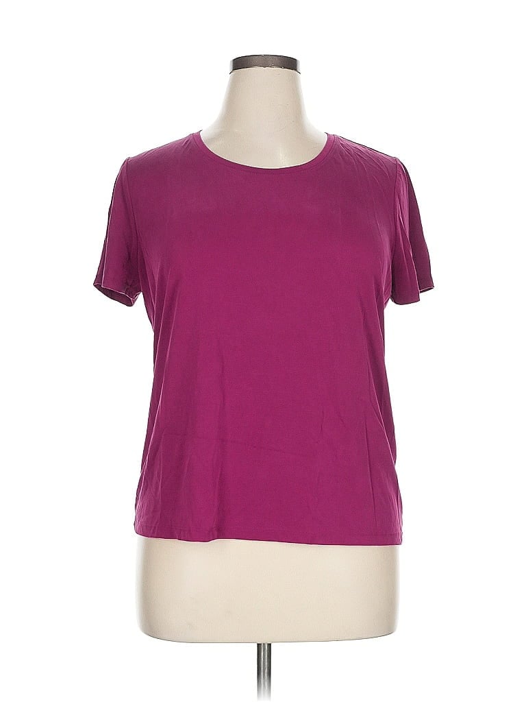 SIMPLY VERA VERA WANG Pre-owned Short Sleeve Top Burgundy Scoop Neck Tops