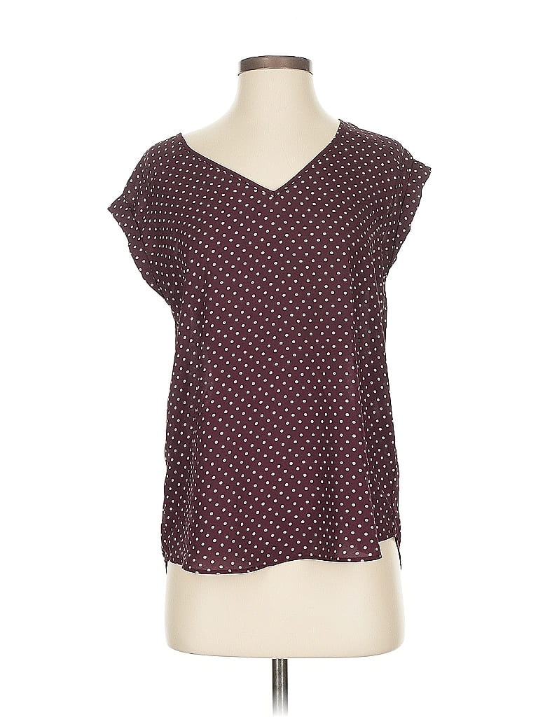 Pre-owned 7th Avenue Design Studio New York & Company Short Sleeve Blouse In Burgundy