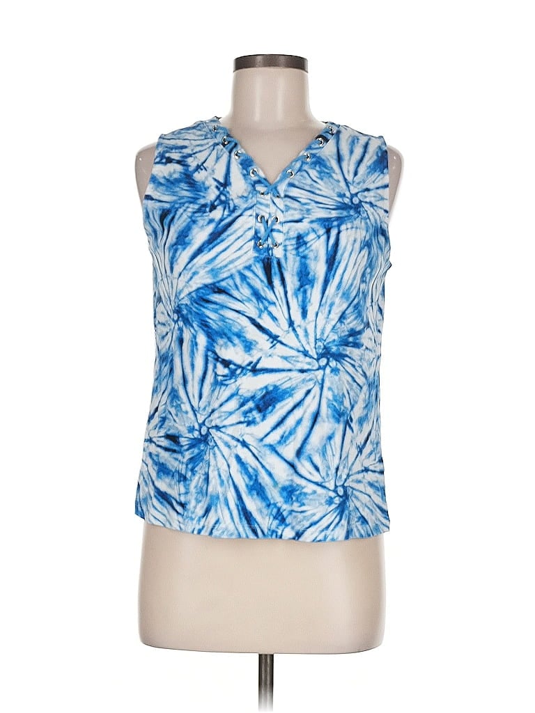Click to view more detailed imagery on our partner's website Pre-owned Rafaella Tank Top Blue Halter Neckline Tops