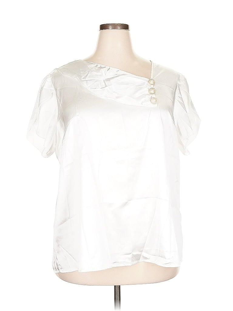 Pre-owned Shein Curve Short Sleeve Blouse In White