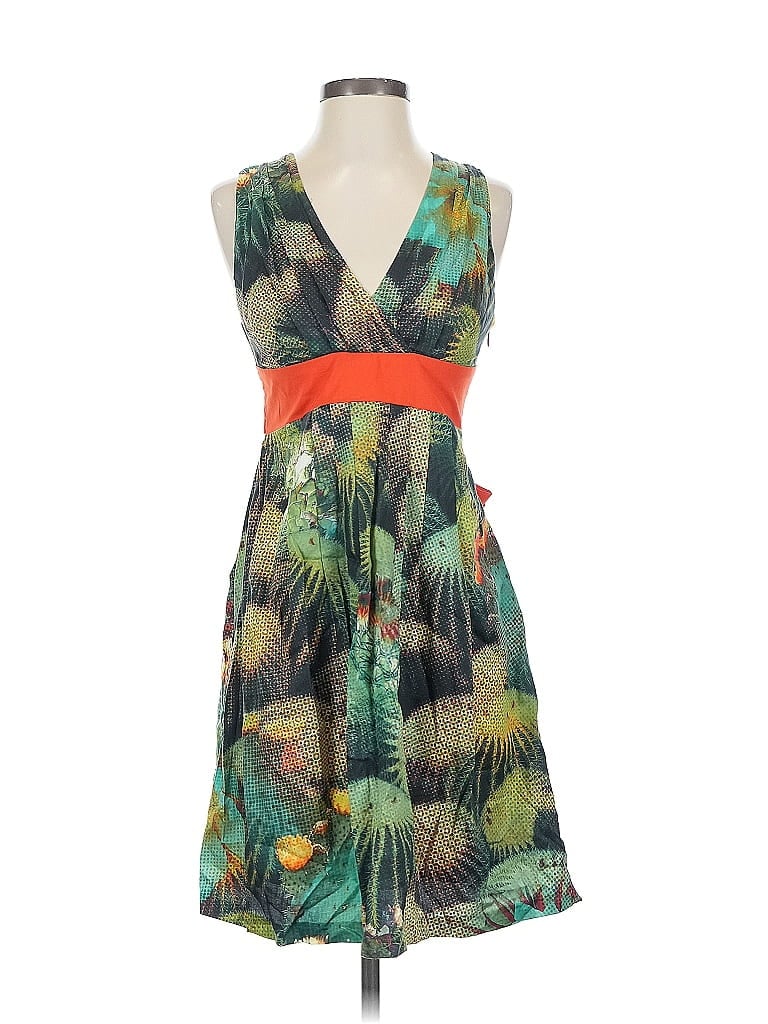 Eva Franco 100% Cotton Tropical Green Cocktail Dress Size 0 - photo 1