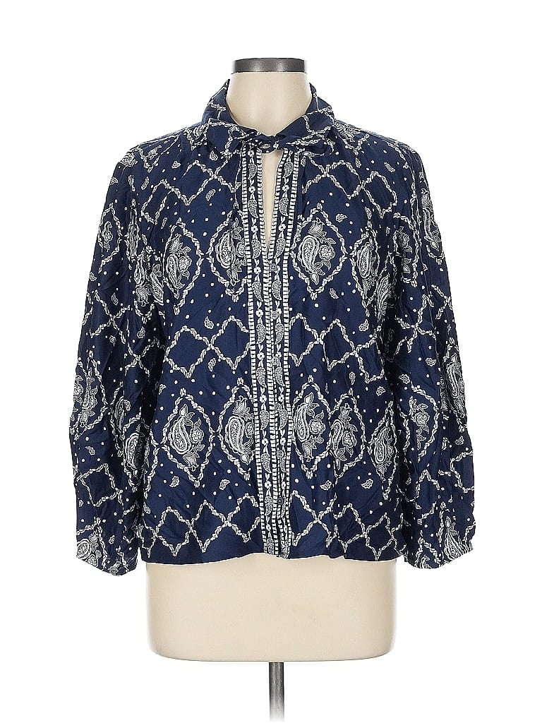 Pre-owned Ann Taylor Loft 3/4 Sleeve Blouse In Blue