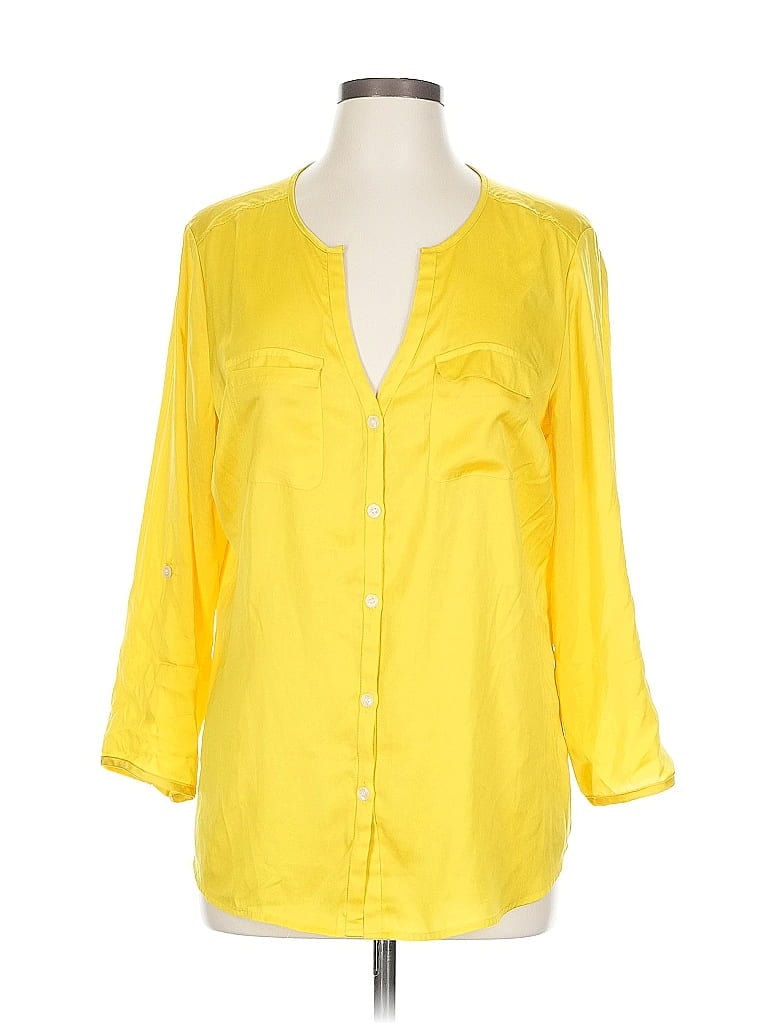 Click to view more detailed imagery on our partner's website Pre-owned New York And Company 3/4 Sleeve Blouse In Yellow