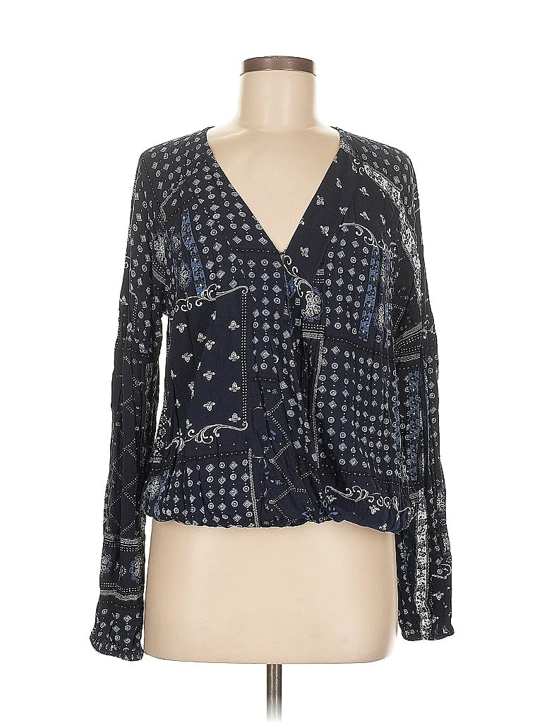 Pre-owned Scoop Long Sleeve Blouse In Blue