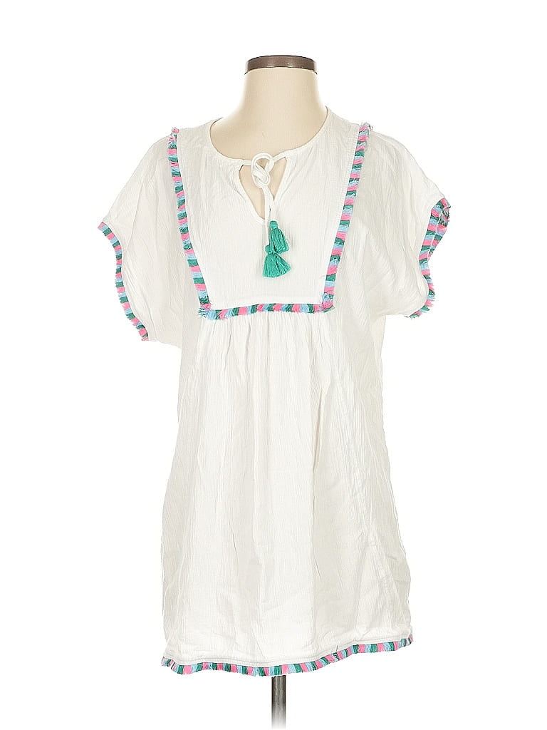 Pre-owned J.crew Factory Store Short Sleeve Blouse In White