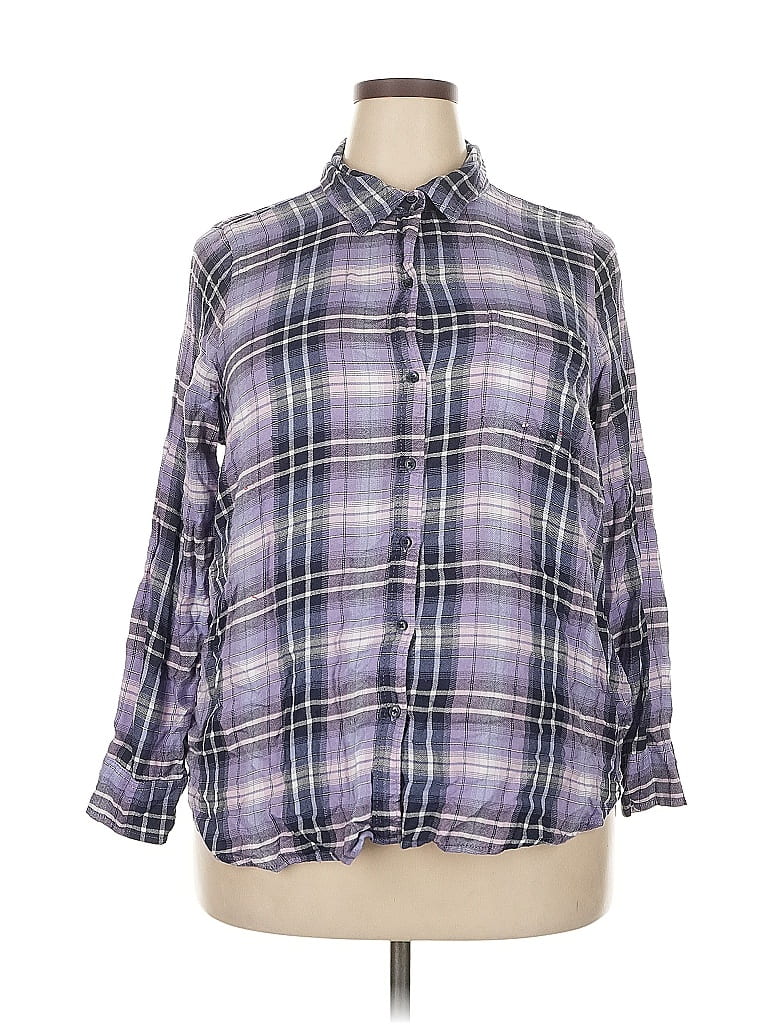 Pre-owned Lucky Brand 3/4 Sleeve Button Down Shirt In Purple