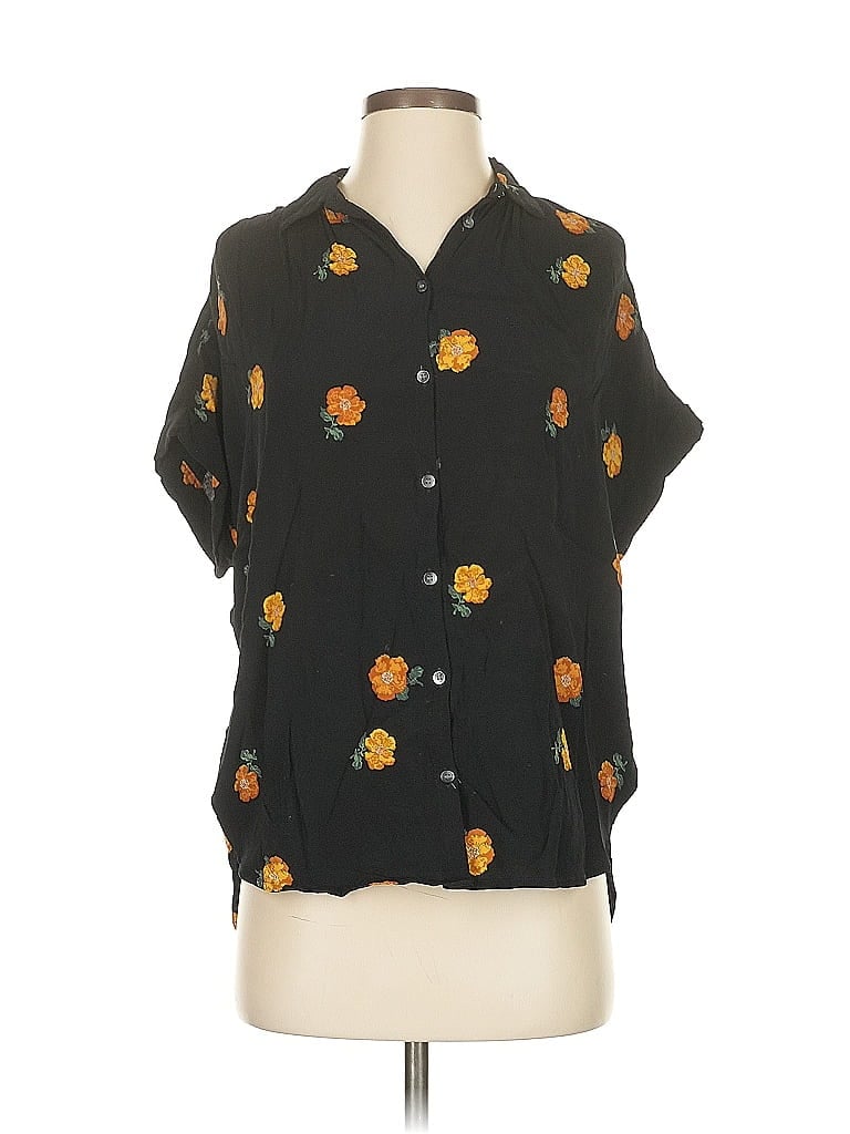 Pre-owned Madewell Short Sleeve Blouse In Black