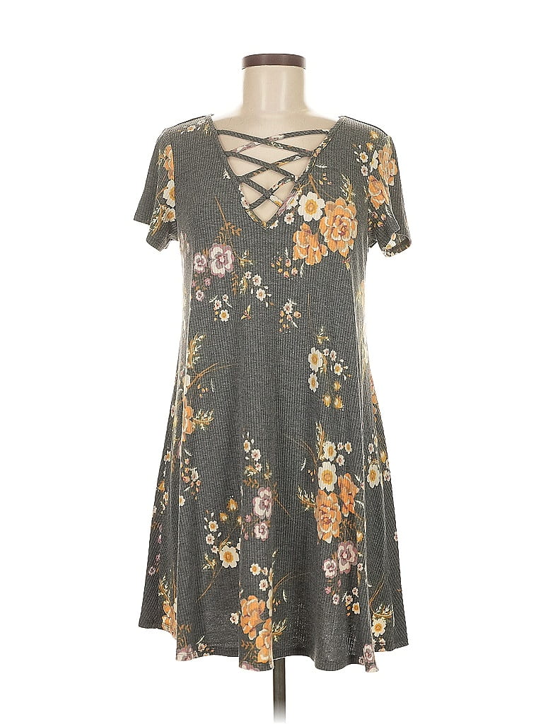 Pre-owned Love, Fire Casual Dress In Gray