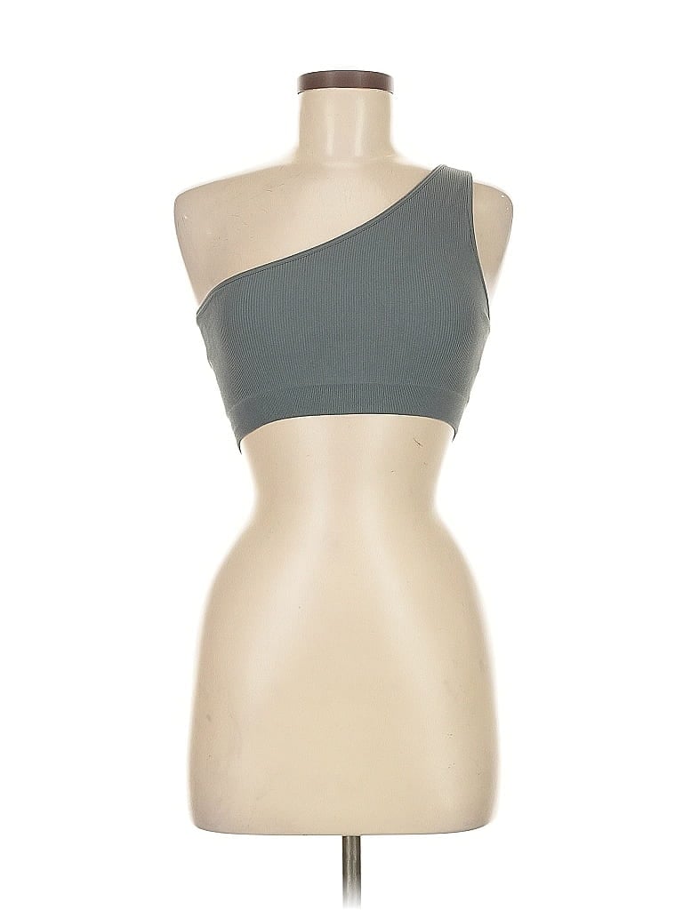 Pre-owned Assorted Brands Tank Top Gray One Shoulder Neckline Tops
