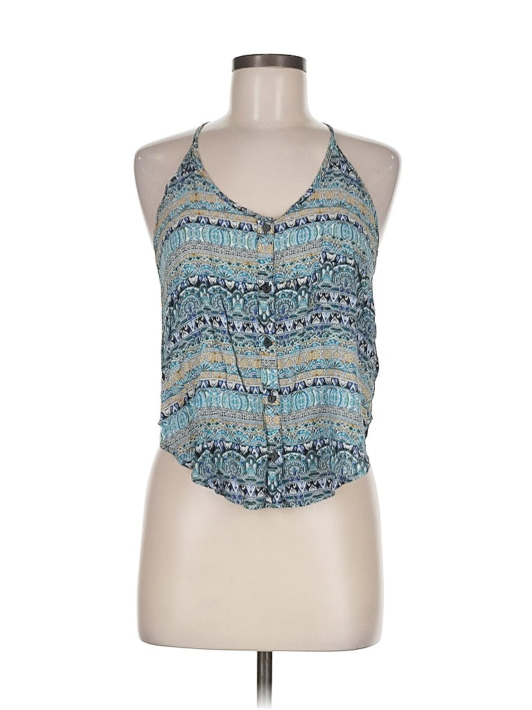Pre-owned Ambiance Apparel Tank Top Blue Halter Neckline Tops