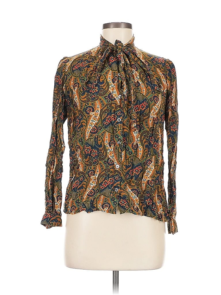 Pre-owned Paul & Joe Sister Long Sleeve Blouse In Brown