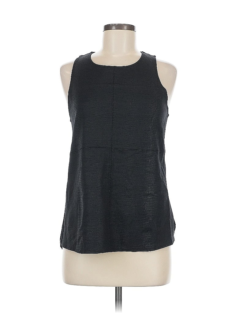 Pre-owned David Lerner Sleeveless Top Black Solid Pattern Crew Neck Tops