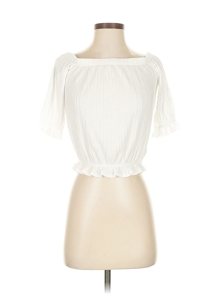 Pre-owned Express Short Sleeve Blouse In White