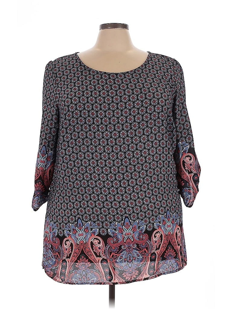 Pre-owned Justify 3/4 Sleeve Blouse In Black