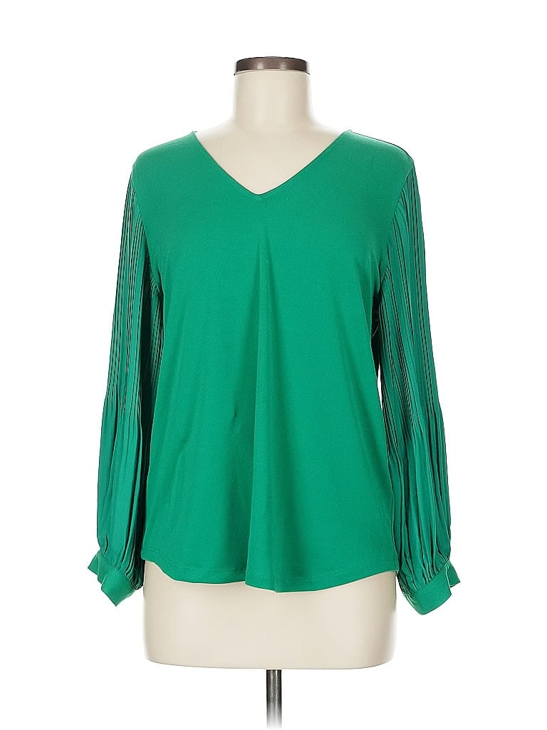 Pre-owned Adrianna Papell Long Sleeve Blouse In Green
