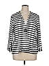 MULTIPLES Stripes Silver 3/4 Sleeve Blouse Size XL - photo 1