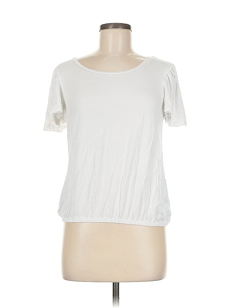 Pre-owned Express Short Sleeve Top White Scoop Neck Tops