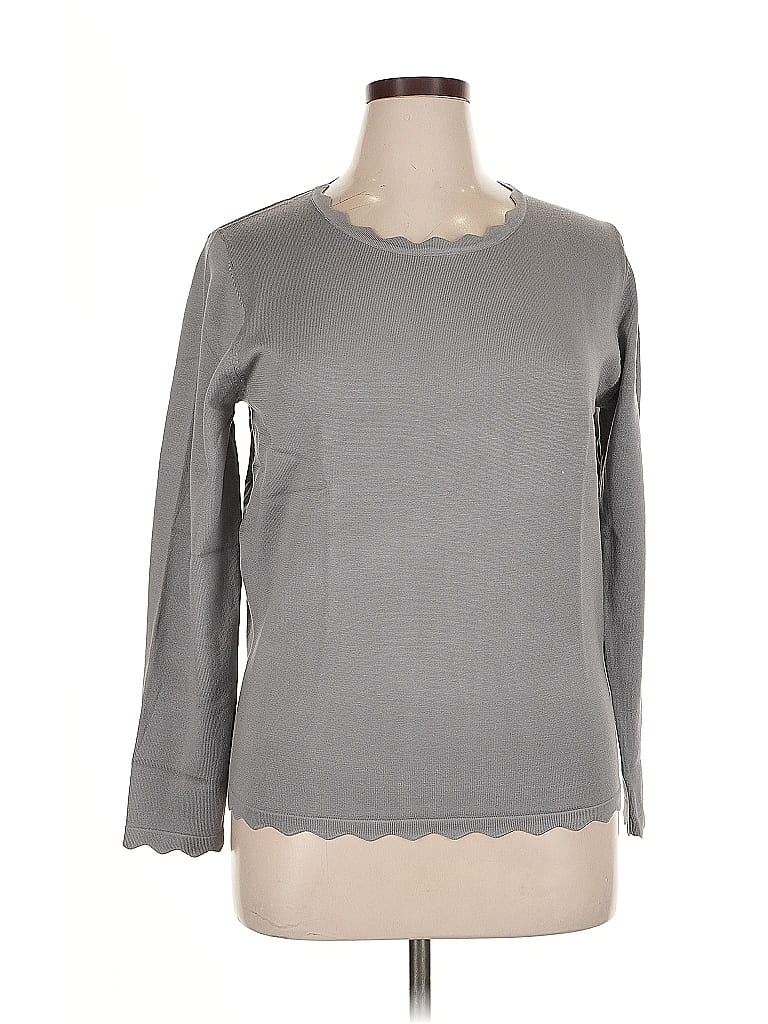 Pre-owned Grace Karin Long Sleeve Top Gray Crew Neck Tops