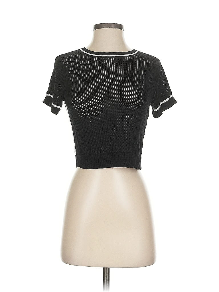 EVEREVE Pre-owned Short Sleeve Top Black Mock Neckline Tops