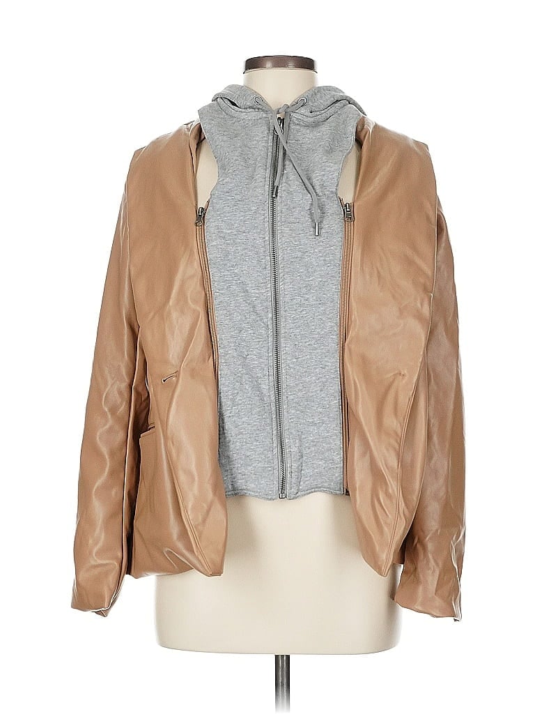 Pre-owned Rachel Zoe Tjx Faux Leather Jacket In Brown