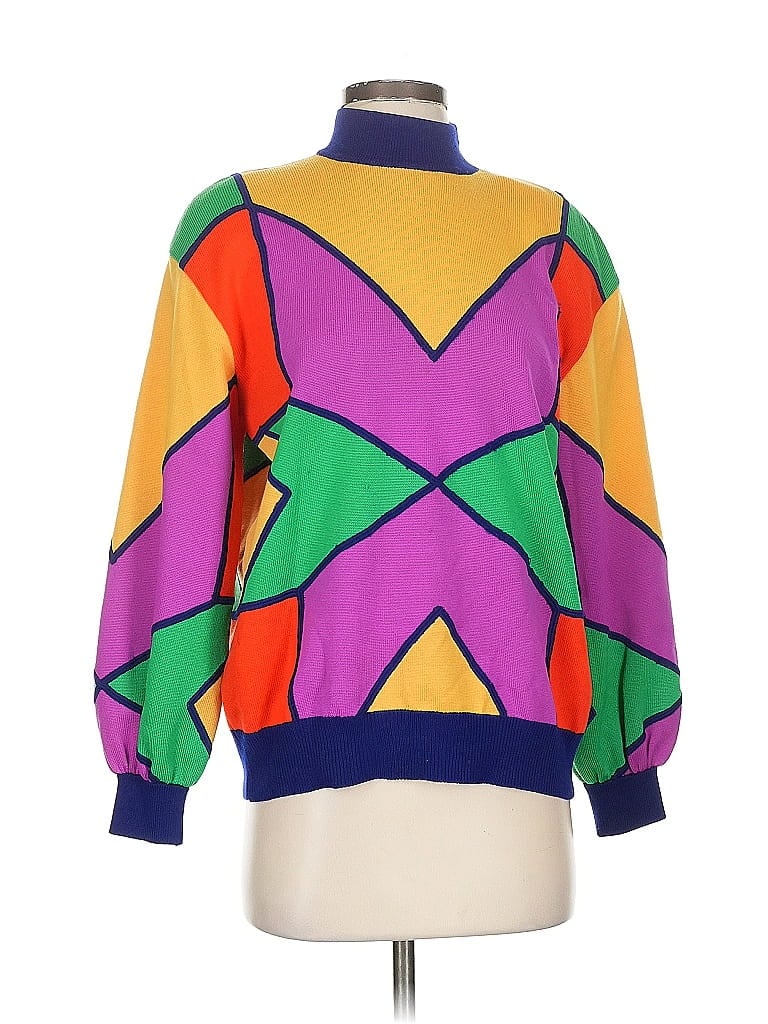 St. John Sport Color Block Purple Yellow Pullover Sweater Size S - photo 1