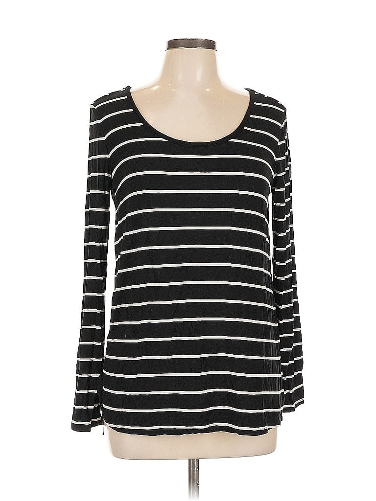 Pre-owned Cynthia Rowley Tjx Long Sleeve Top Black Boatneck Tops