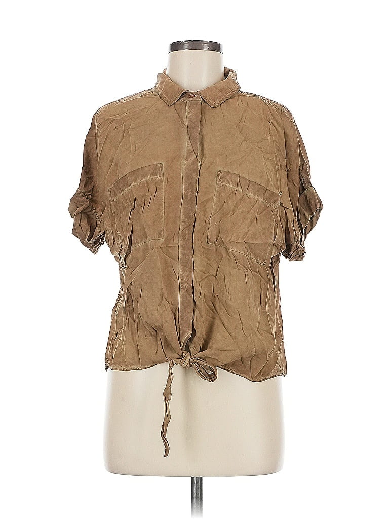 Pre-owned Pale Sky Short Sleeve Blouse In Brown