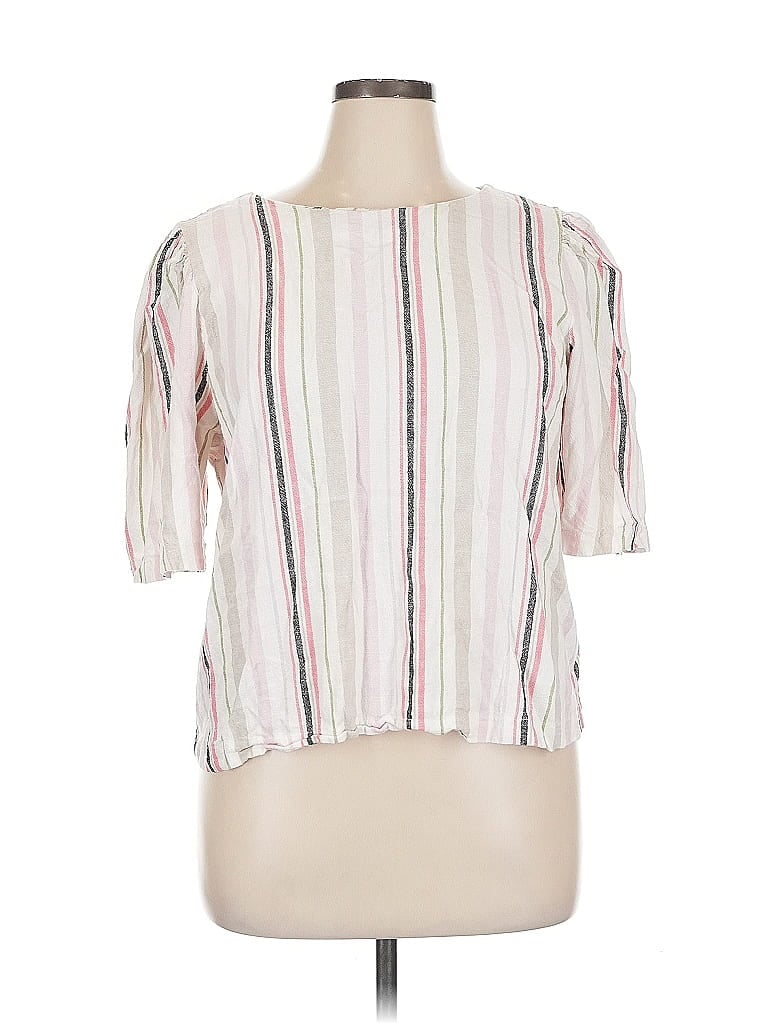 Pre-owned Marc New York Andrew Marc Short Sleeve Blouse In White