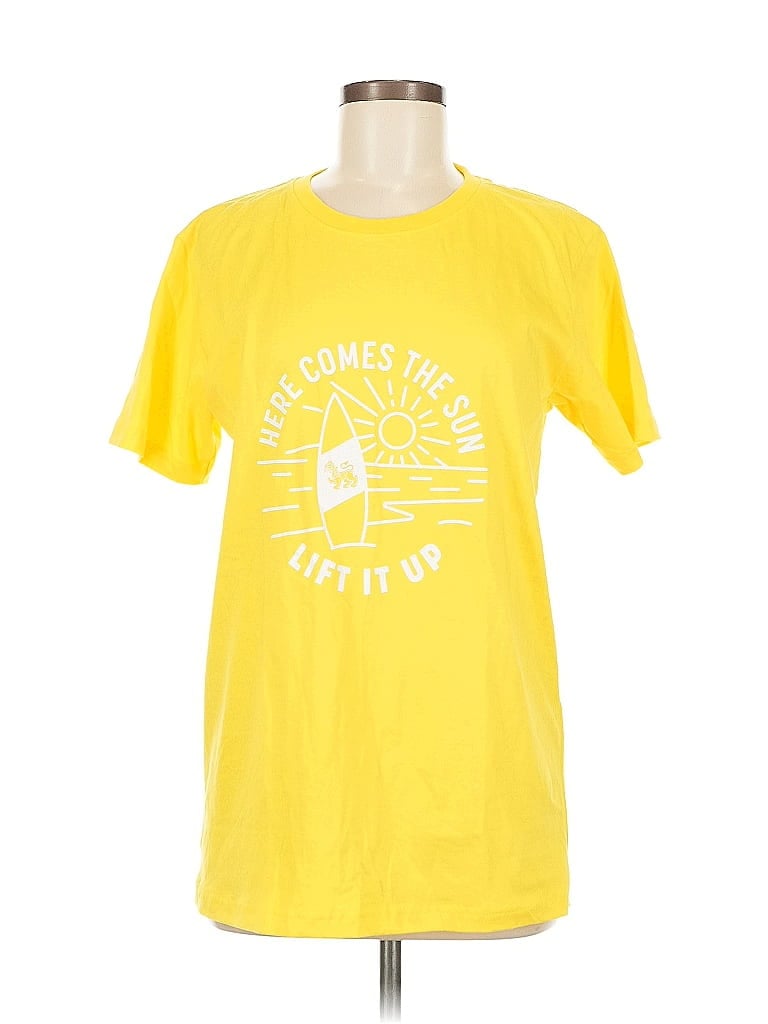 Pre-owned Unbranded Short Sleeve T-shirt In Yellow