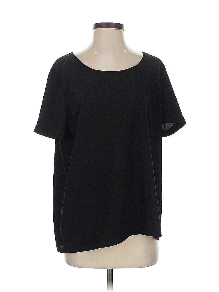 Pre-owned Maison Scotch Short Sleeve Top Black Scoop Neck Tops