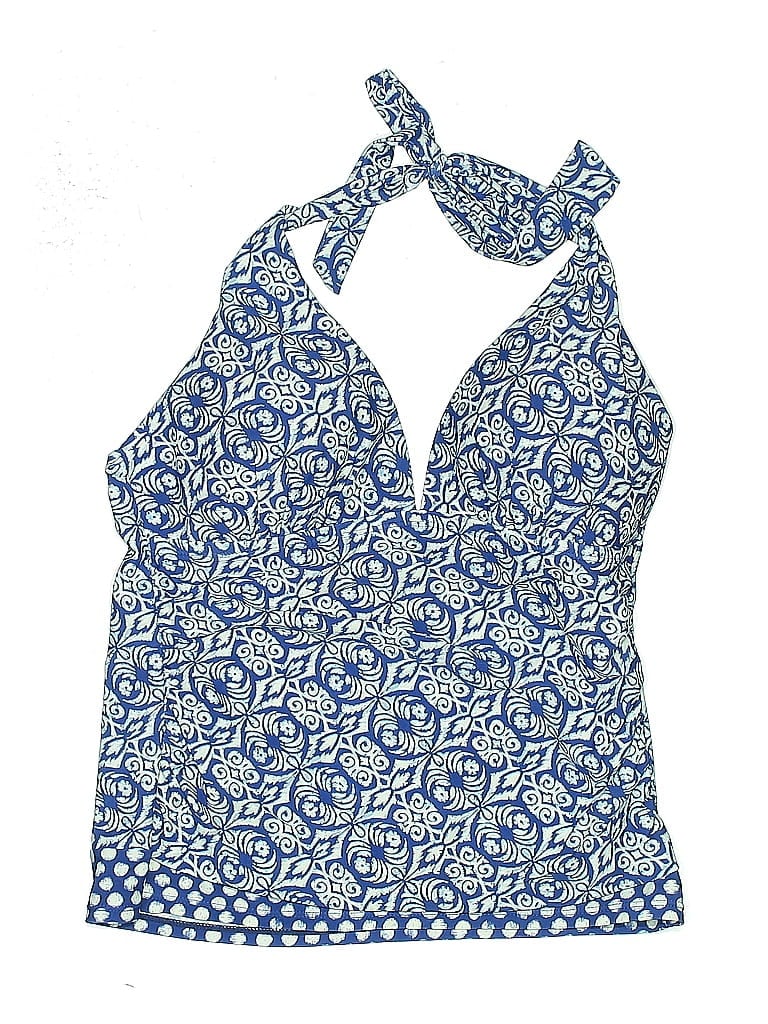 Pre-owned Chaps Swimsuit Top Blue Paisley Pattern Swimwear