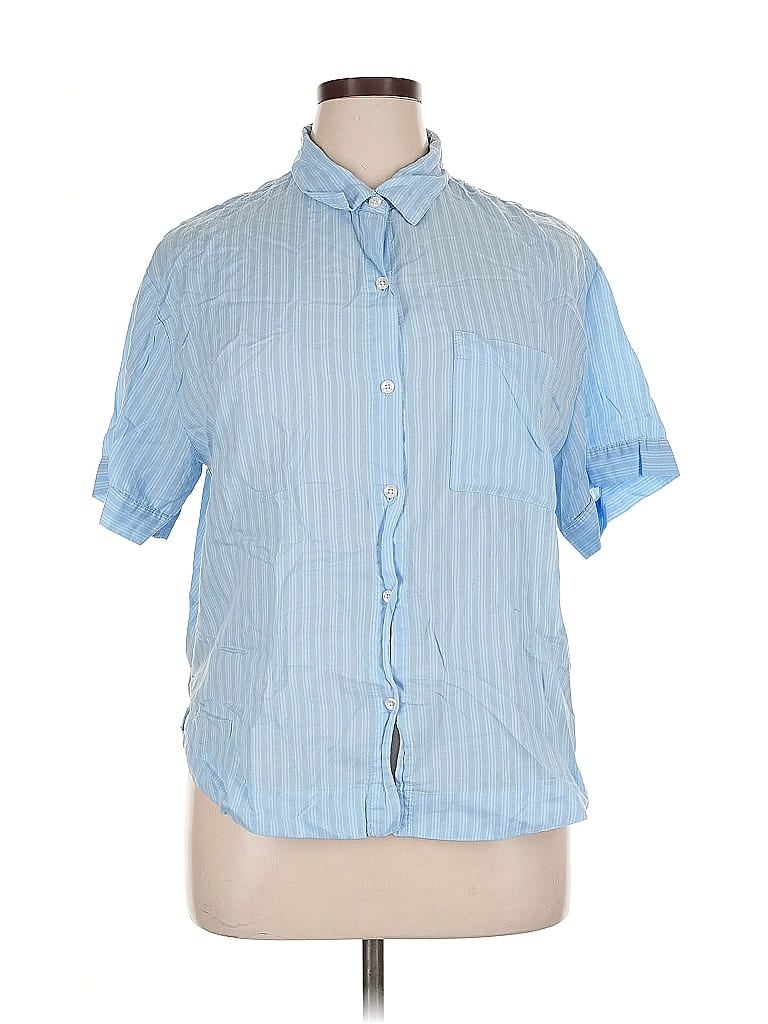 Pre-owned Stars Above Short Sleeve Button Down Shirt In Blue