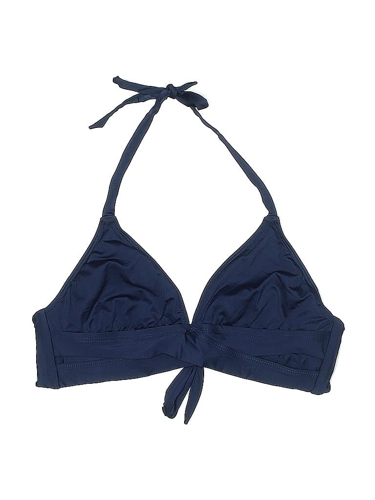 Pre-owned Kona Sol Swimsuit Top Blue Solid Pattern Swimwear