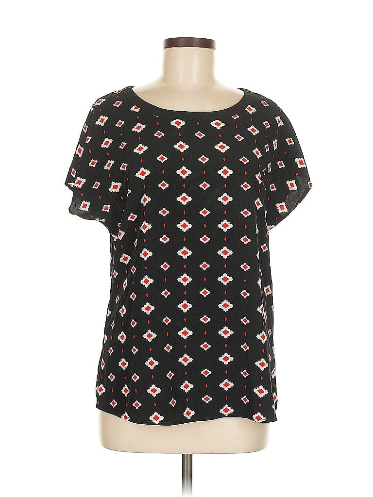 Pre-owned Pleione Short Sleeve Blouse In Black