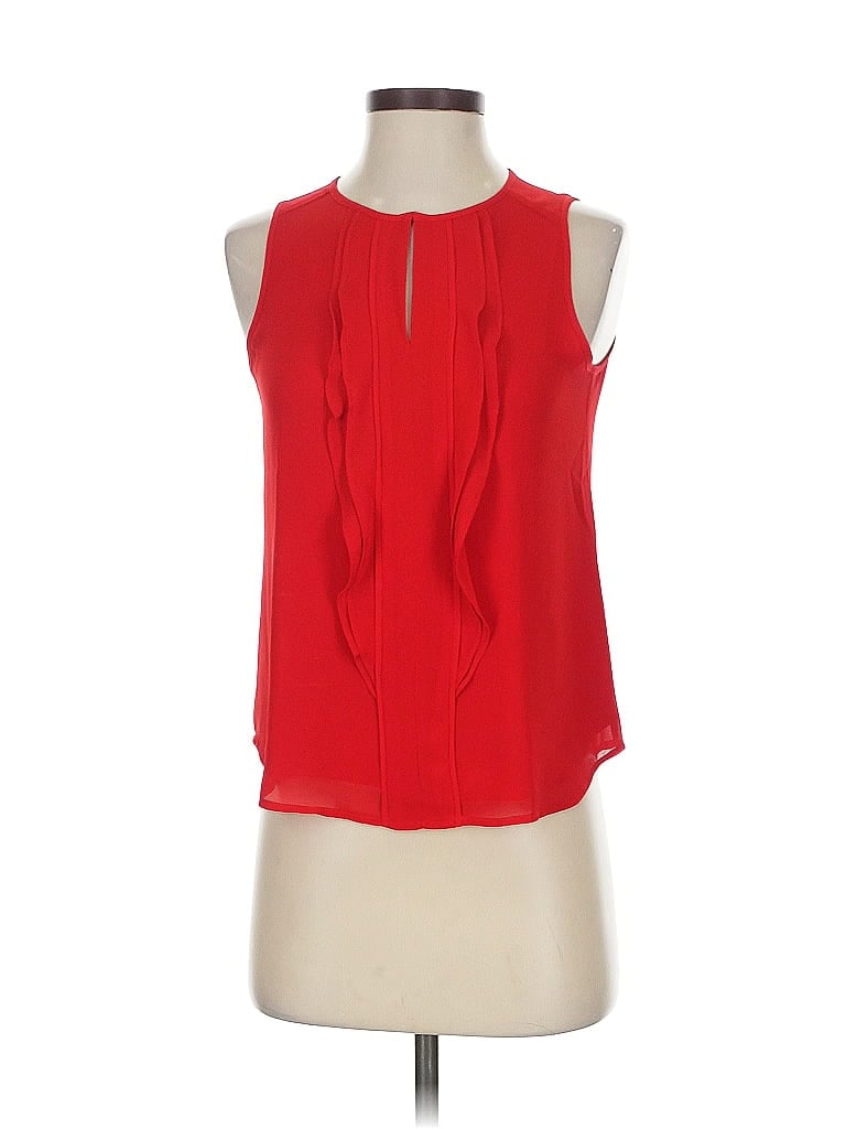 Pre-owned Ann Taylor Sleeveless Blouse In Red