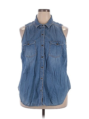 a.n.a. A New Approach Sleeveless Button-Down Shirt (view 1)
