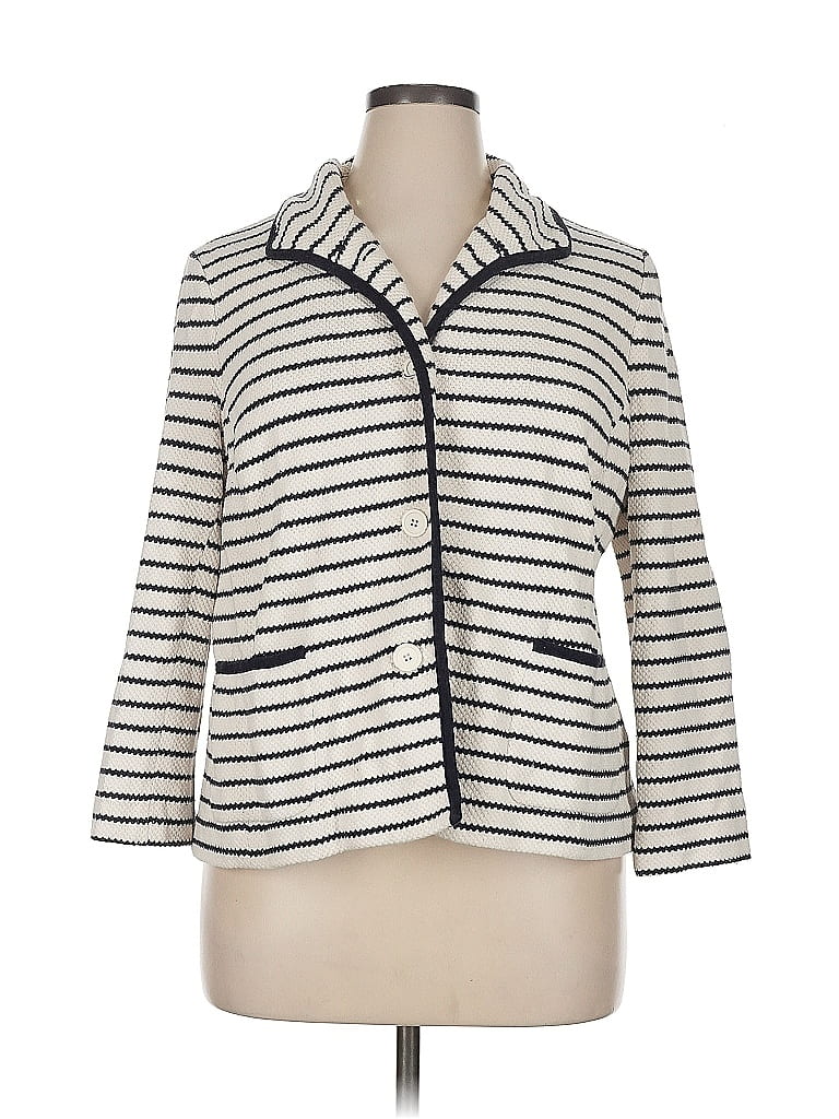 Pre-owned Talbots Blazer Jacket In White