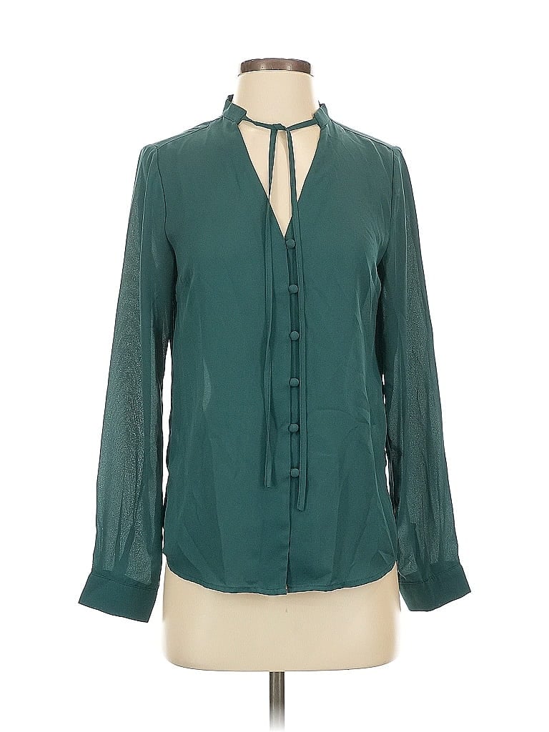 Pre-owned Lulus Long Sleeve Blouse In Green