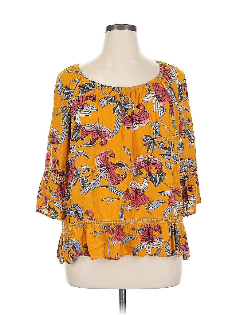 Pre-owned Fever 3/4 Sleeve Blouse In Yellow