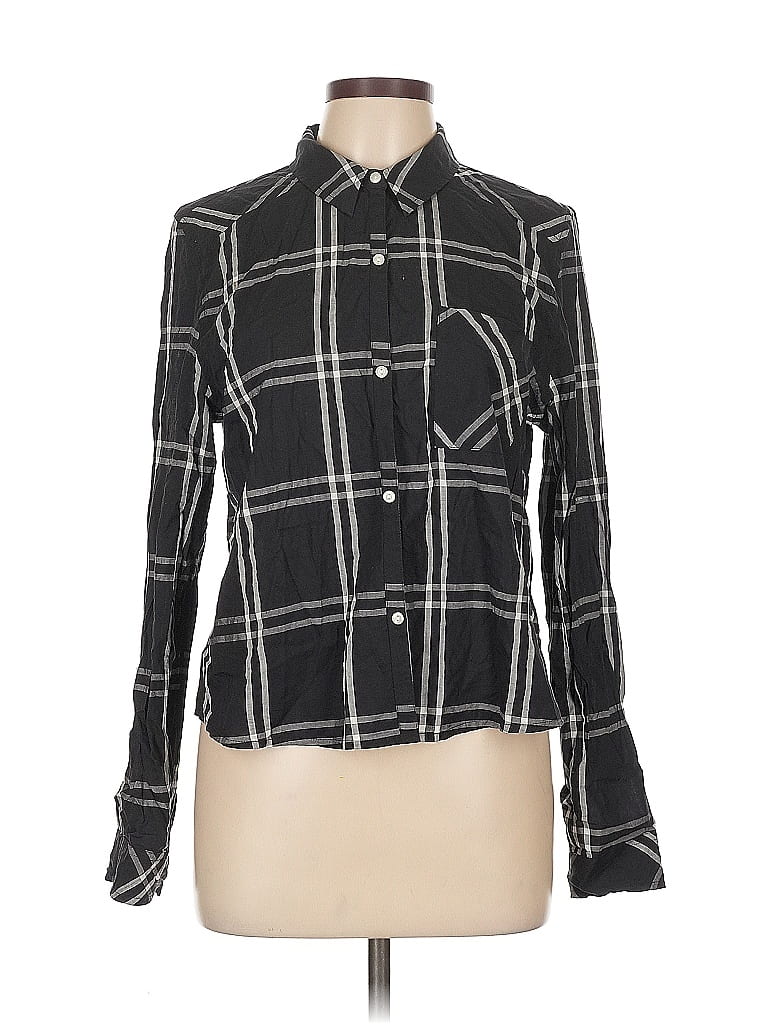 Pre-owned Abound Long Sleeve Button Down Shirt In Black